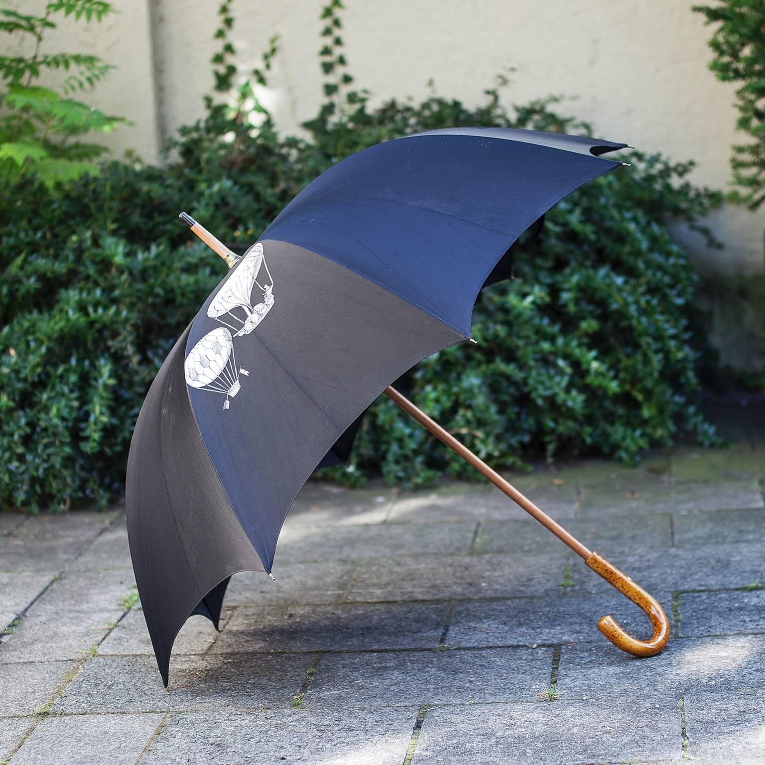 Mid-Century Modern Piero Fornasetti Umbrella Black Signed