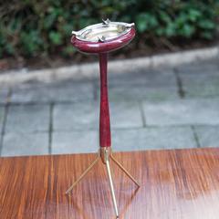 Aldo Tura Standing Ashtray Red Goatskin