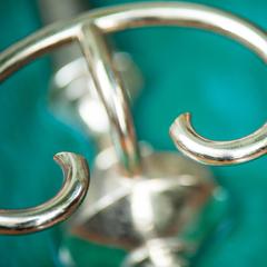 Aldo Tura Wall Coat Rack Green Goatskin