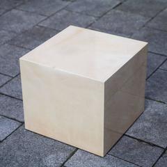 Aldo Tura Cube Side Table Ivory Goatskin
