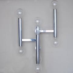 Five Huge Kinkeldey Chrome Wall Scones, Austria, 1970s
