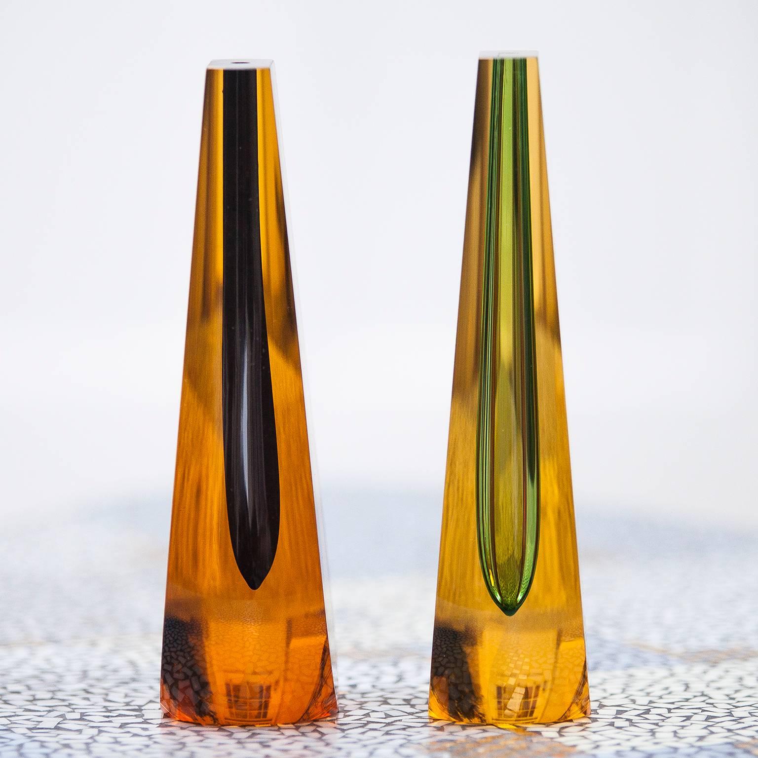 Pavel Hlava Sculptural Glass Vase Set of Two In Excellent Condition In Munich, DE