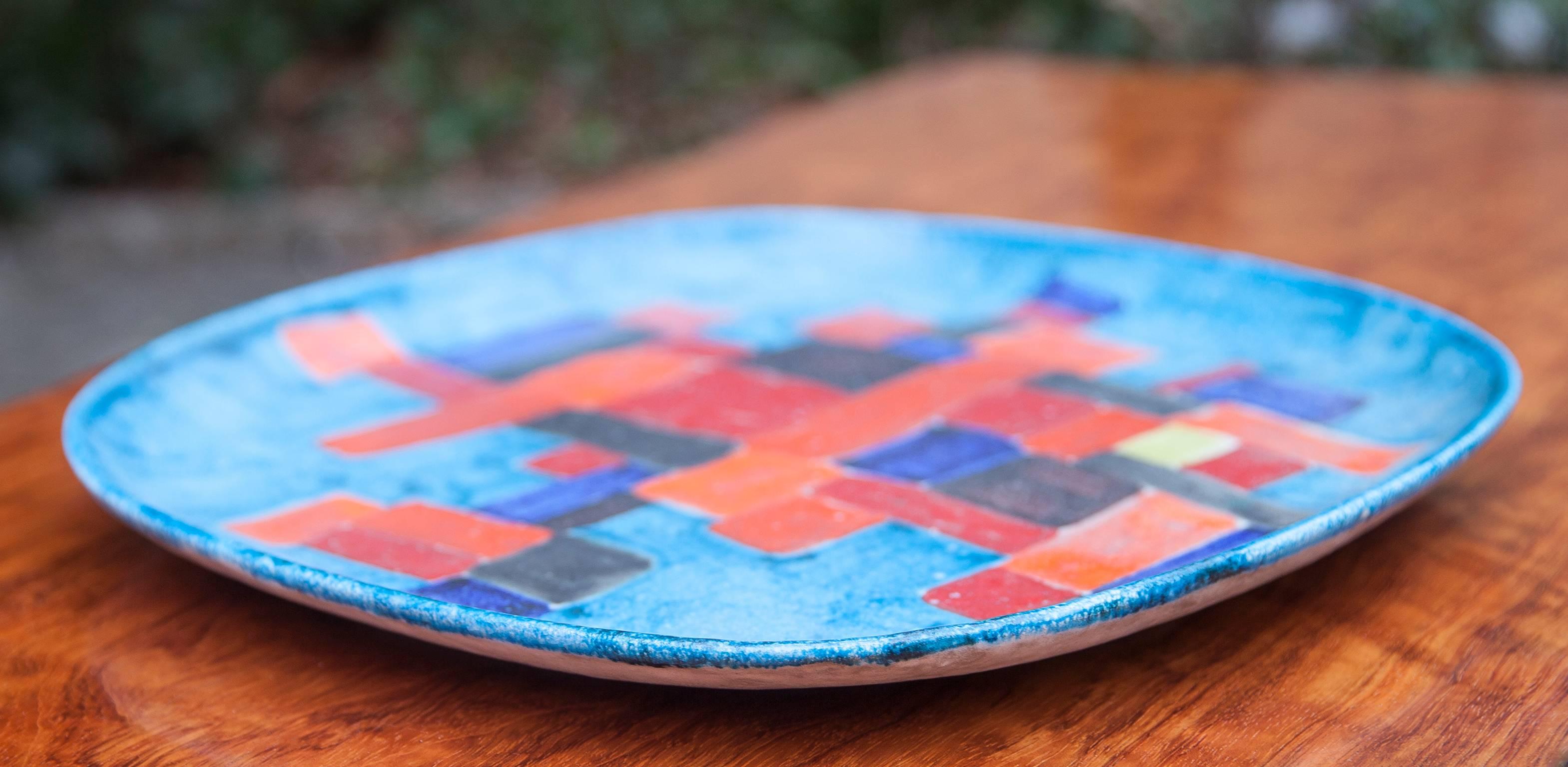 Glazed Huge Guido Gambone Polychrome Earthenware Plate Donkey Mark