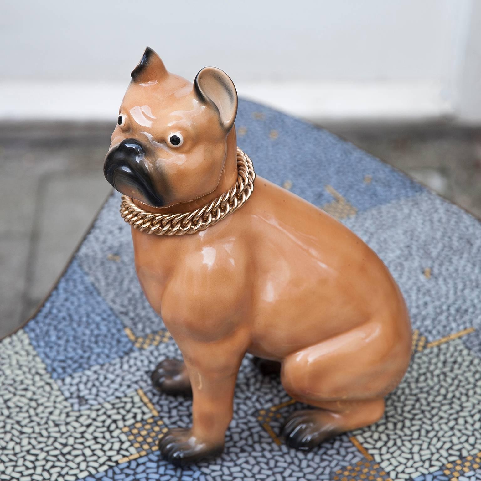 Mid-Century Modern Piero Fornasetti Dog Sculpture Marked