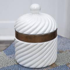 Tommaso Barbi Hollywood Regency Style Porcelain Ice Bucket, Italy, 1970