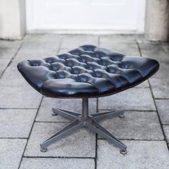 George Mulhauser Leather Ottoman Chrome Star Base for Plycraft