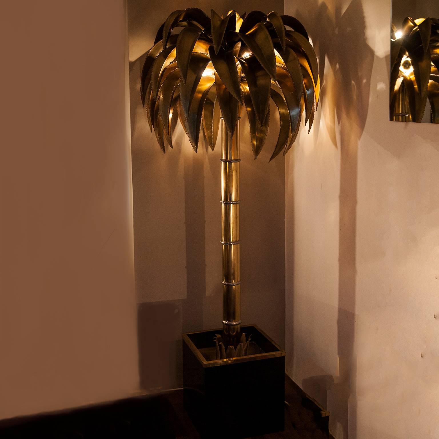 Huge Maison Jansen Palm Tree Floor Lamp In Excellent Condition In Munich, DE