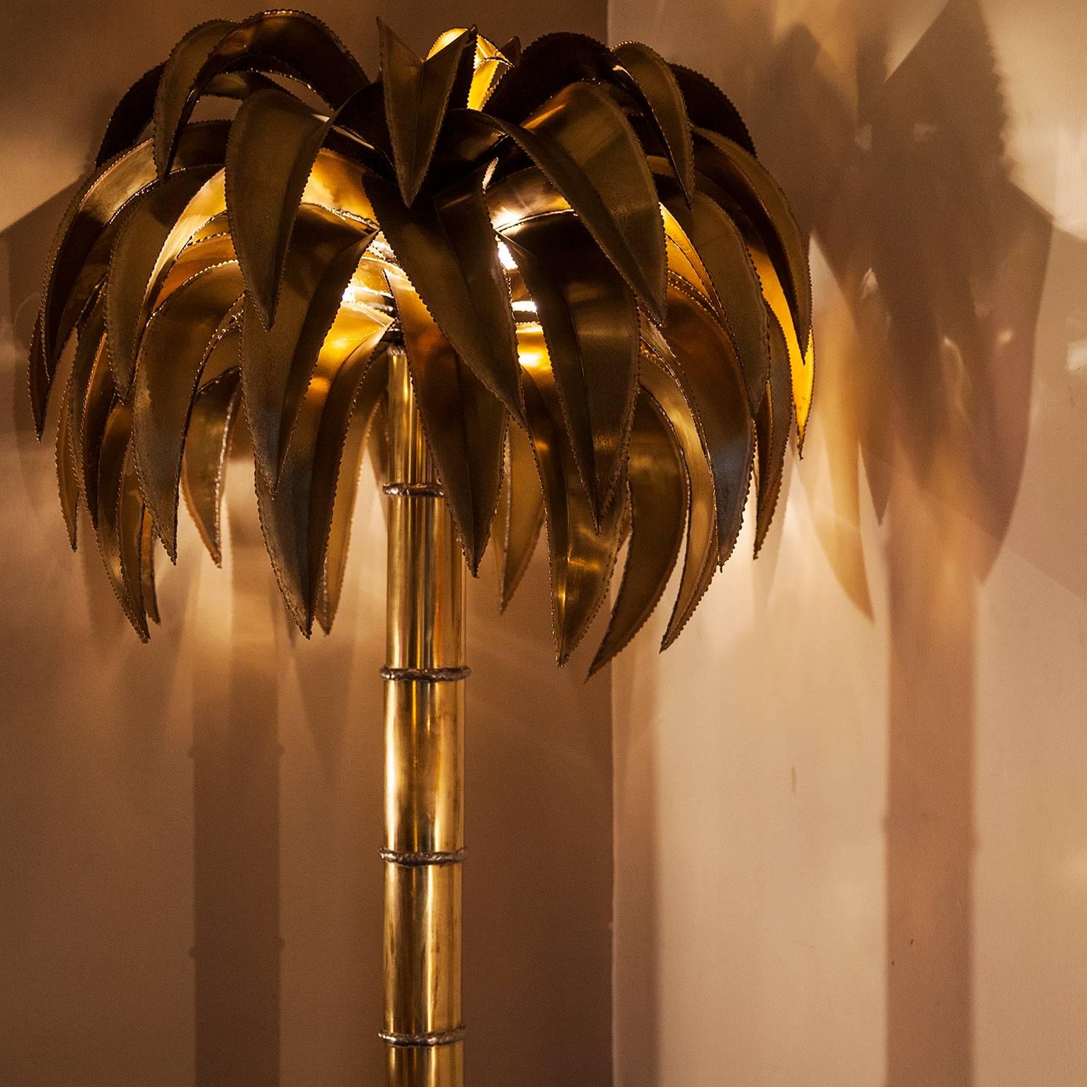 Mid-20th Century Huge Maison Jansen Palm Tree Floor Lamp