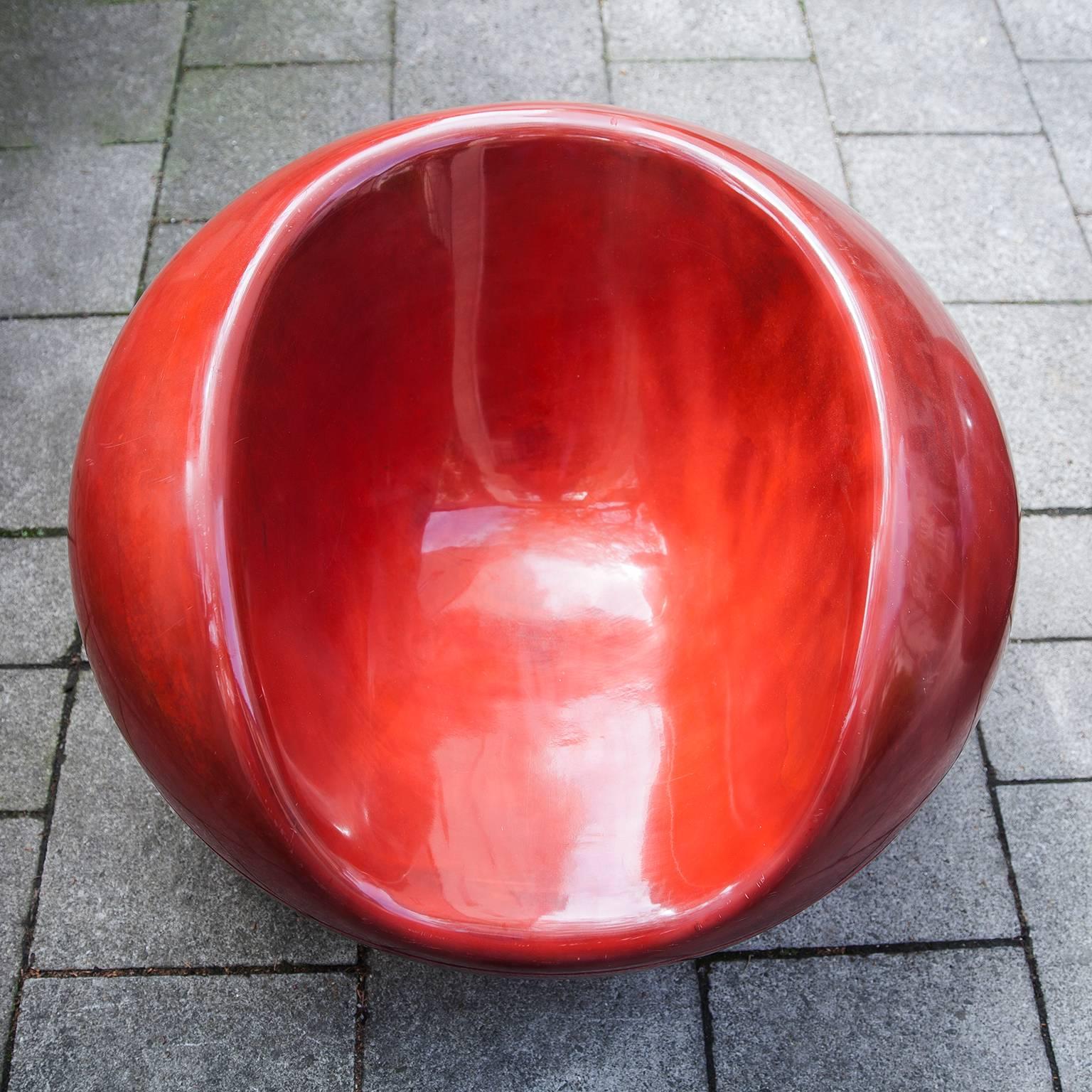 Eero Aarnio Red Pastil Fiberglass Chairs for Asko Set of Two In Good Condition In Munich, DE