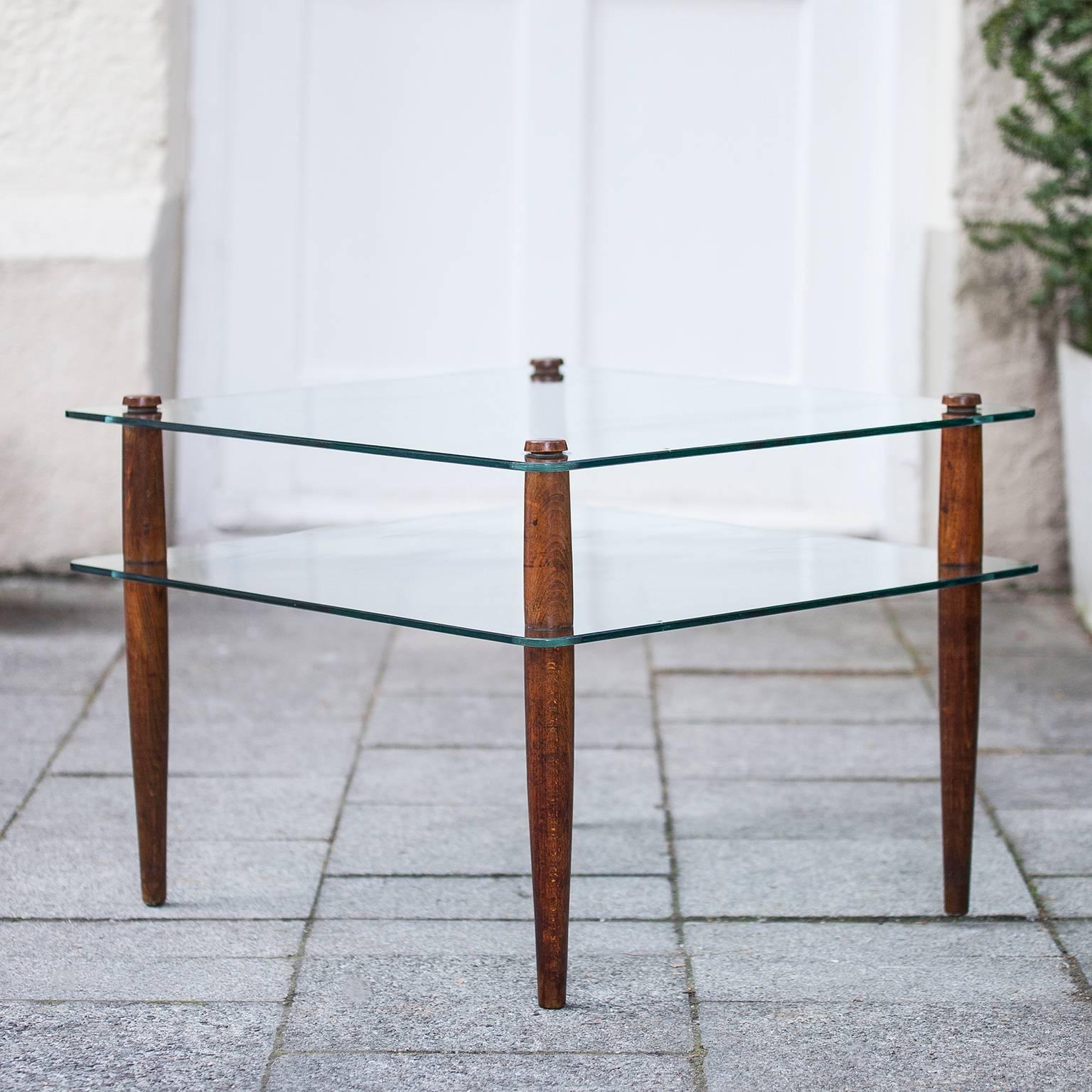 Mid-Century Modern Side Table Attributed to Fontana Arte Wooden Legs, 1940