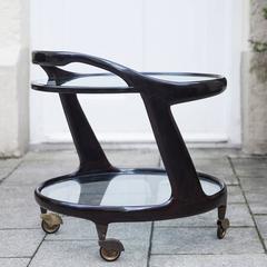 Elegant Cesare Lacca Oval Bar Cart, Italy, 1950