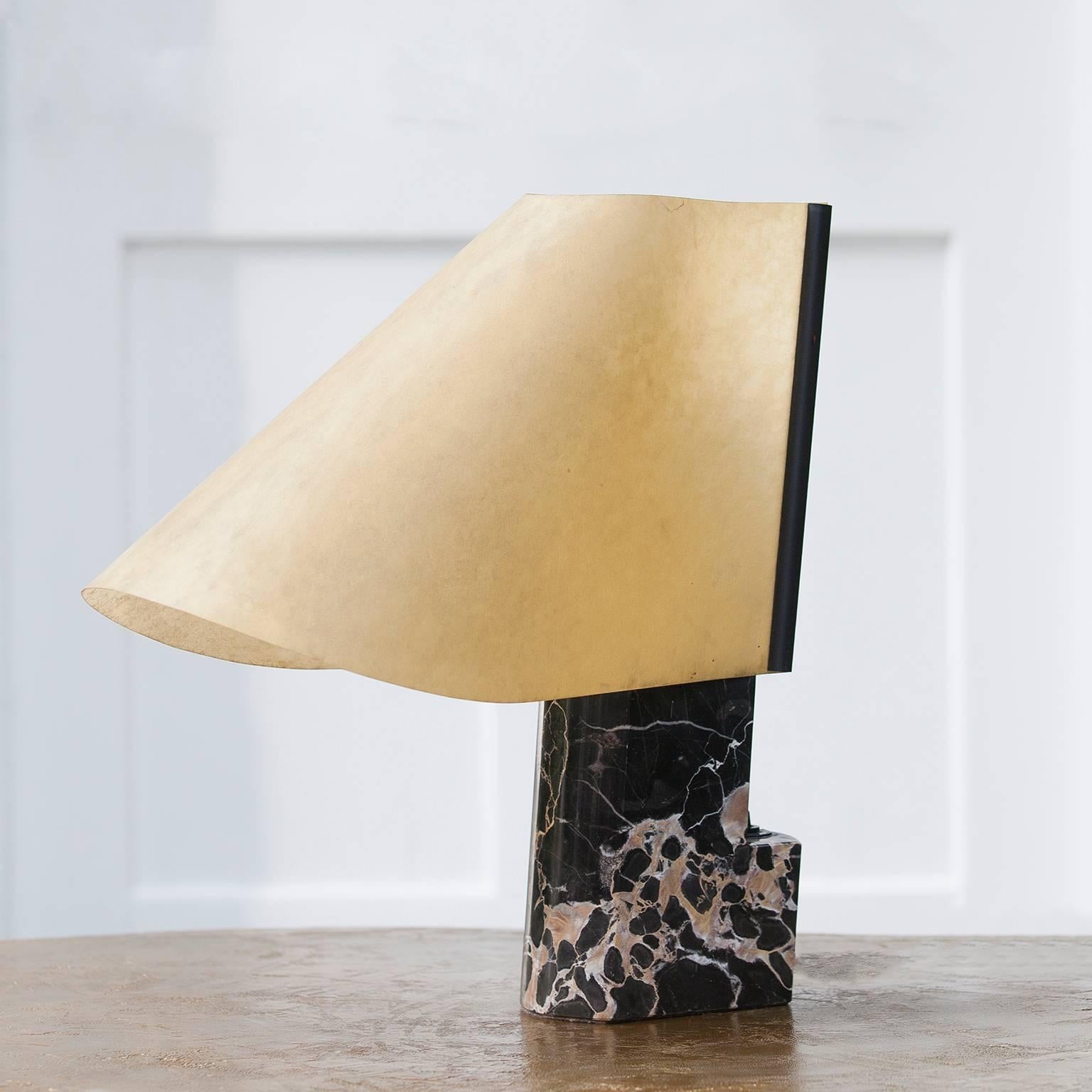 Mid-Century Modern Stilnovo Table Lamp Black Marble Base Signed For Sale