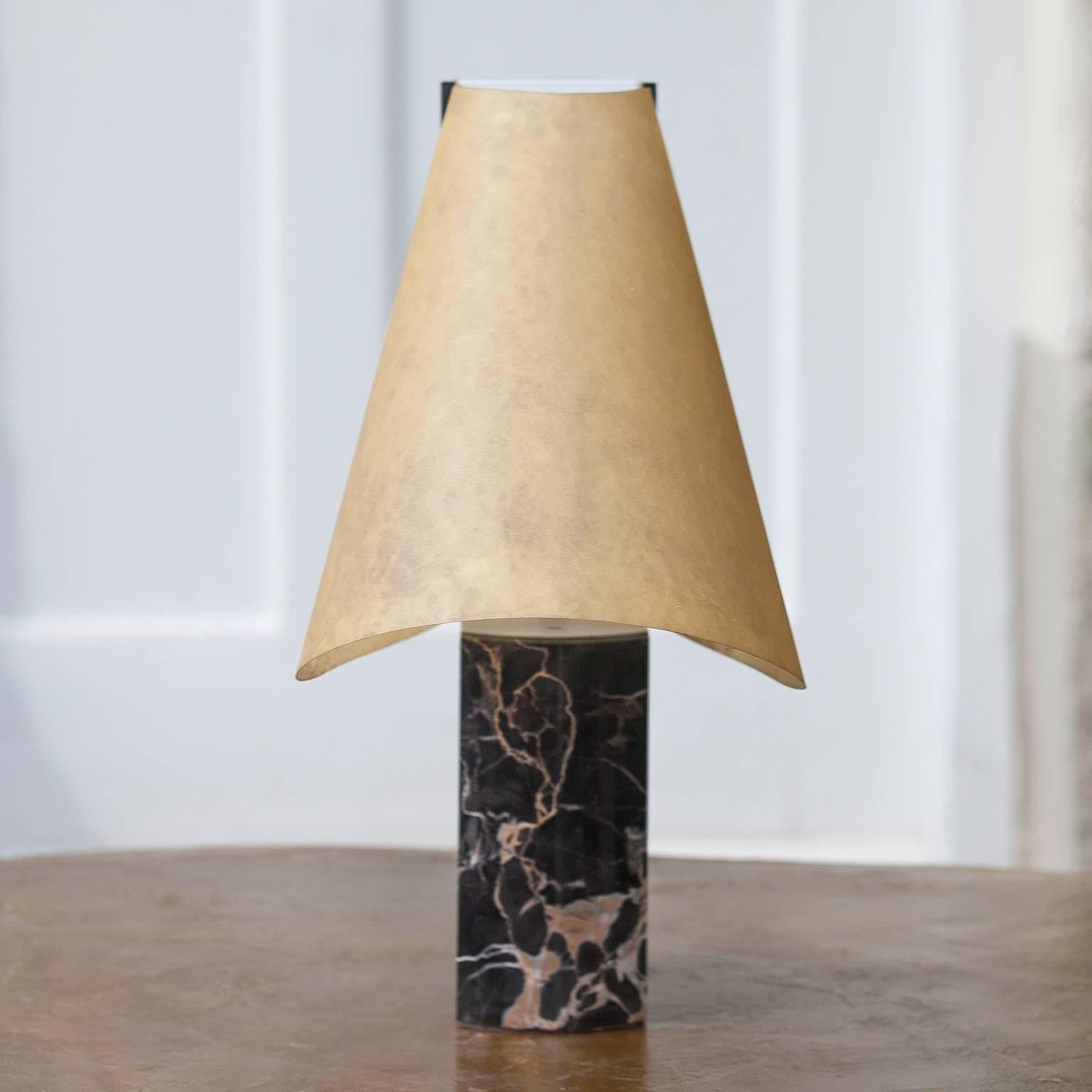 Italian Stilnovo Table Lamp Black Marble Base Signed For Sale