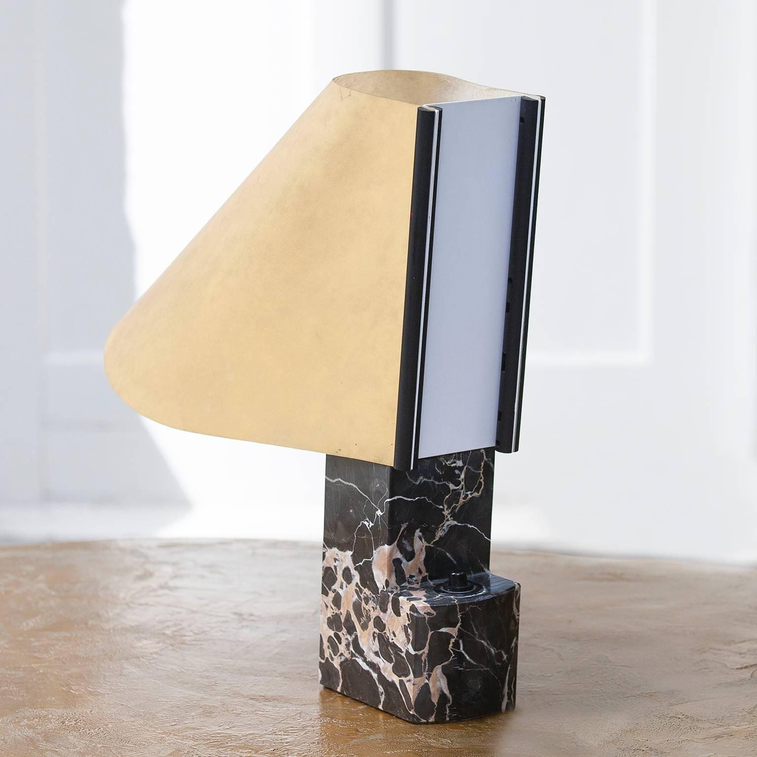 Stilnovo Table Lamp Black Marble Base Signed In Excellent Condition For Sale In Munich, DE