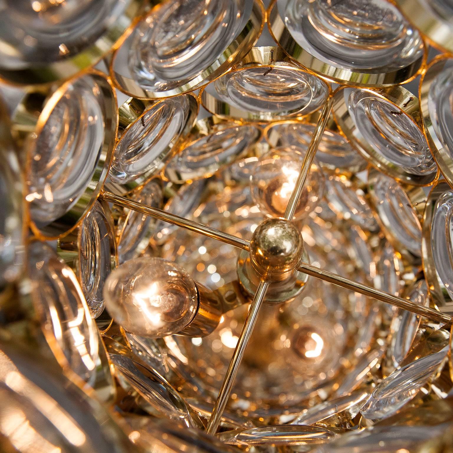 Mid-20th Century Beautiful Palwa Gilt Metal Jewel Crystal Floor Lamp