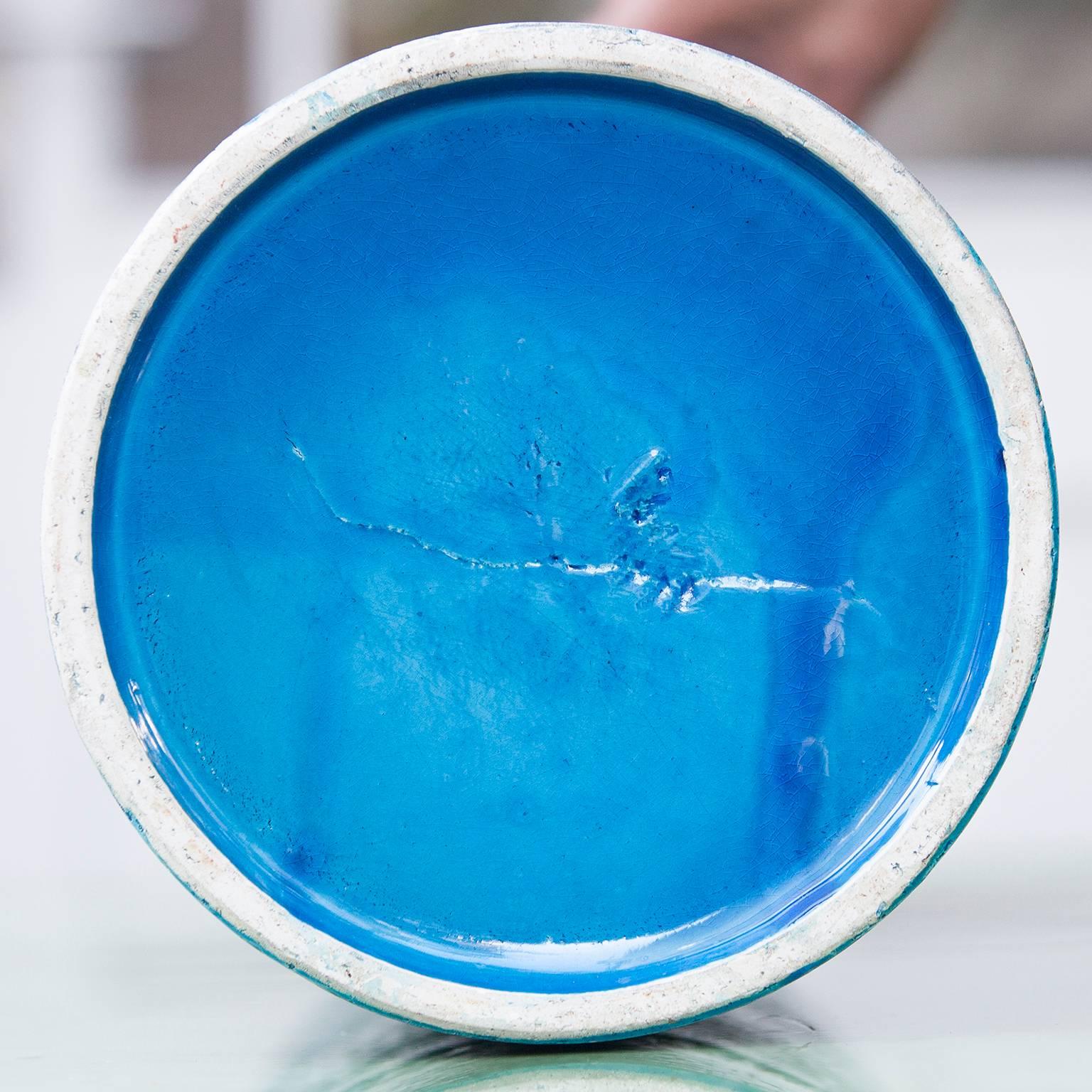 Glazed Huge Aldo Londi for Bitossi Rimini Blue Huge Ceramic Vase, 1950s