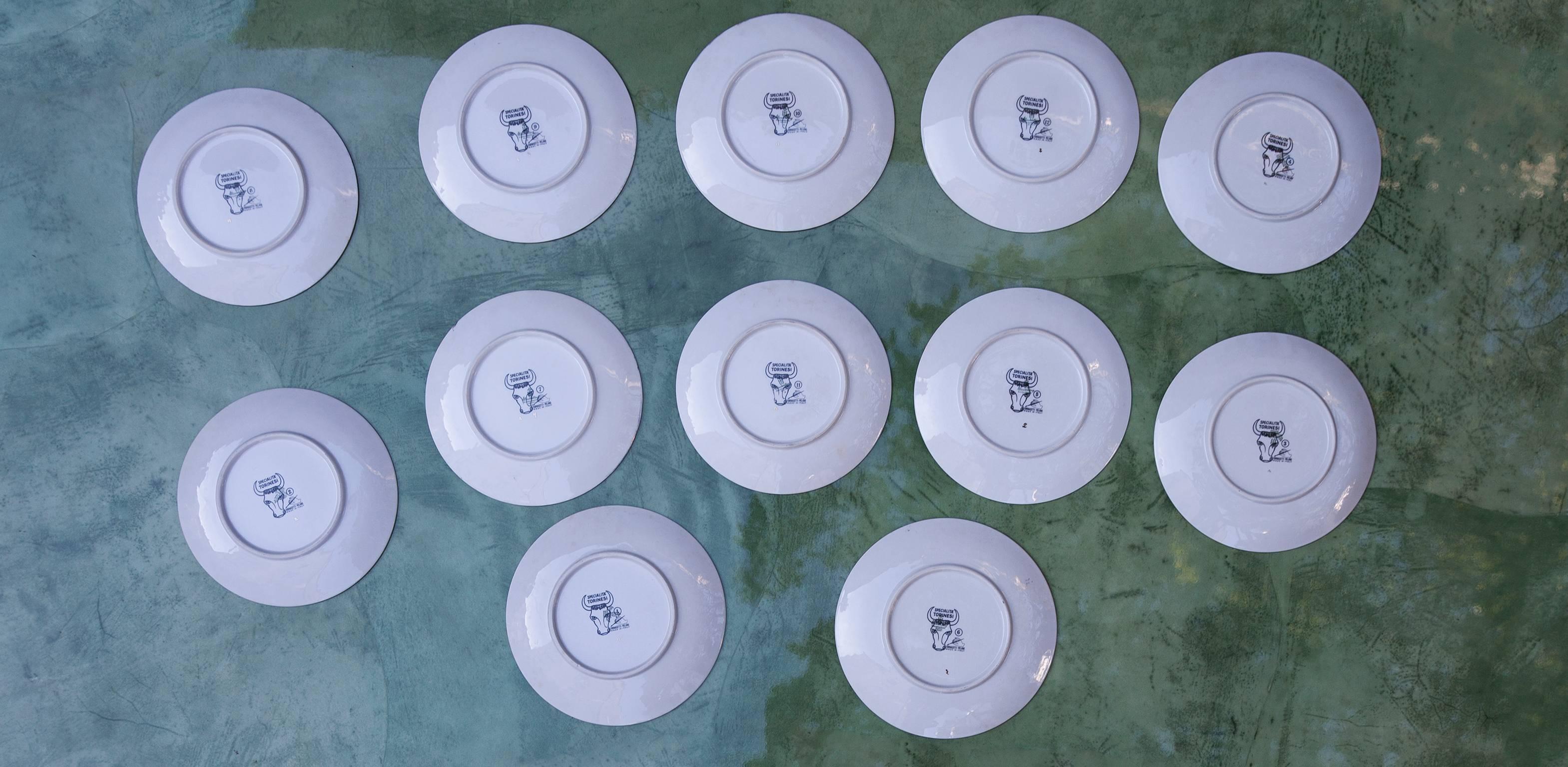 Complete set of 12 plates of the 