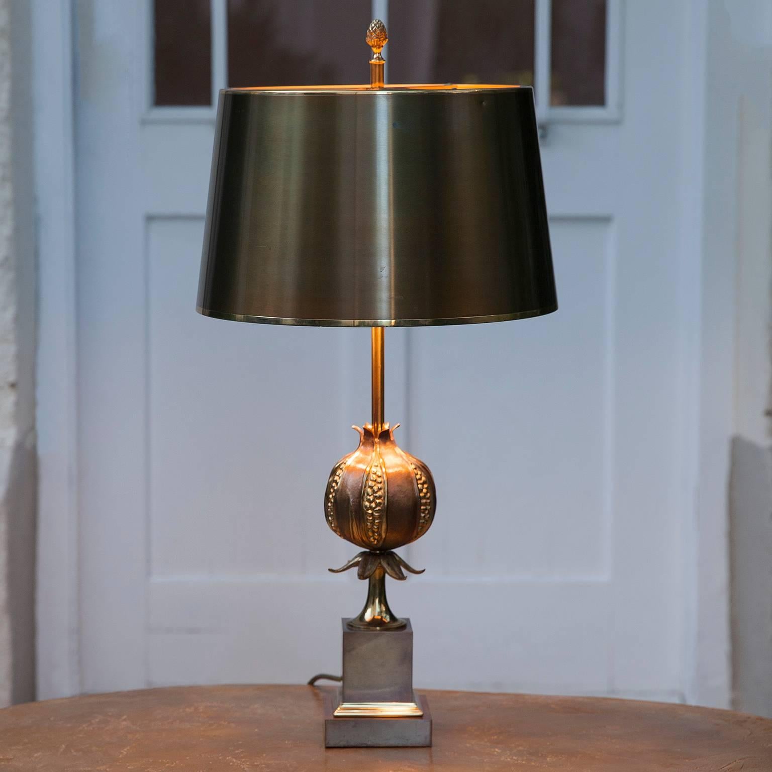 Maison Charles Pomegranate Bronze Table Lamp Signed In Excellent Condition In Munich, DE