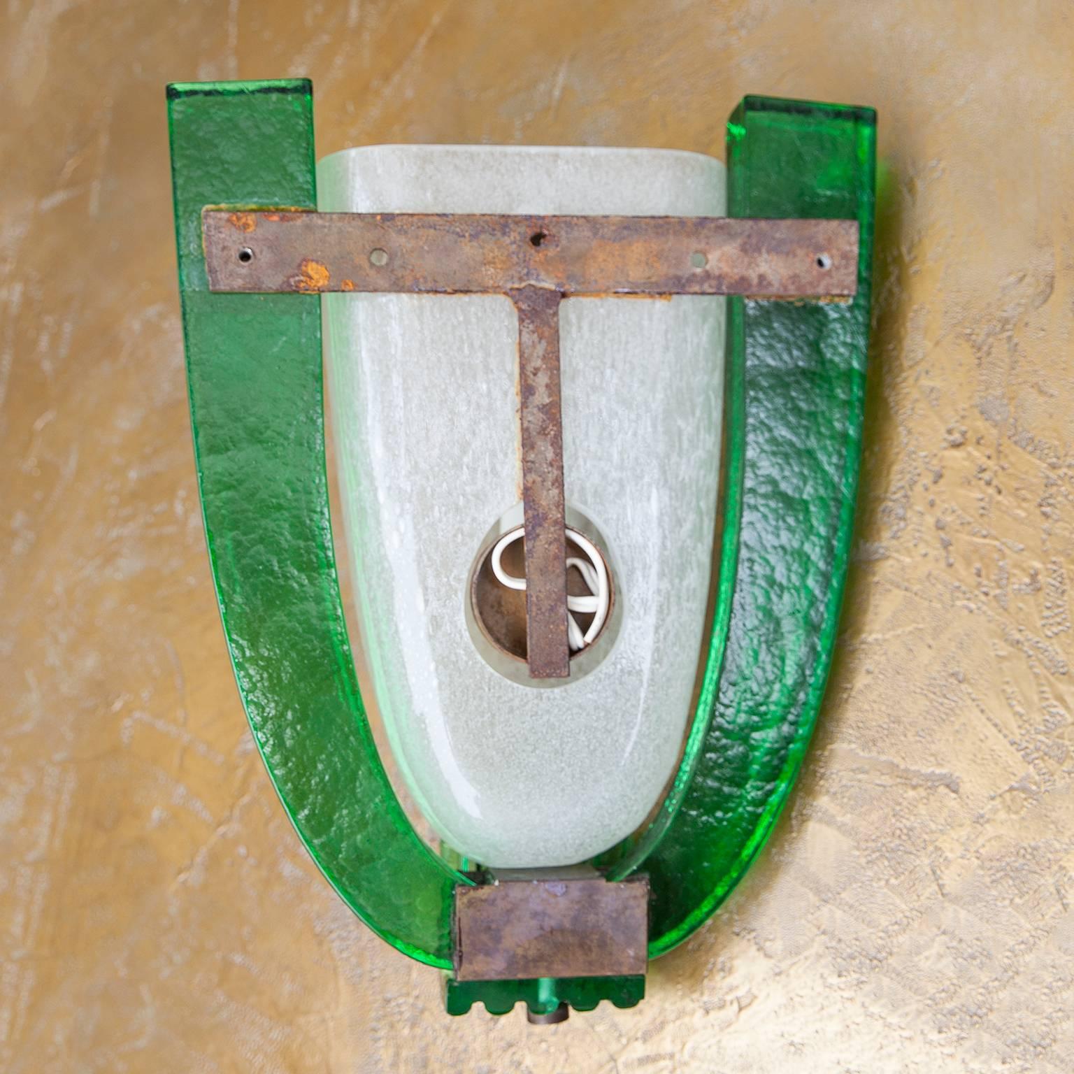Mid-Century Modern Venini Wall Light Green Glass
