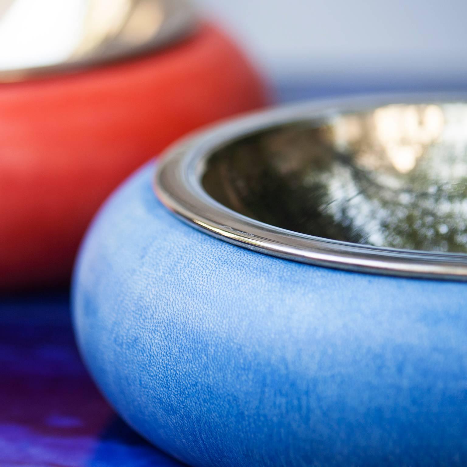 Aldo Tura Colorful Goatskin Bowls Set of Three In Excellent Condition In Munich, DE