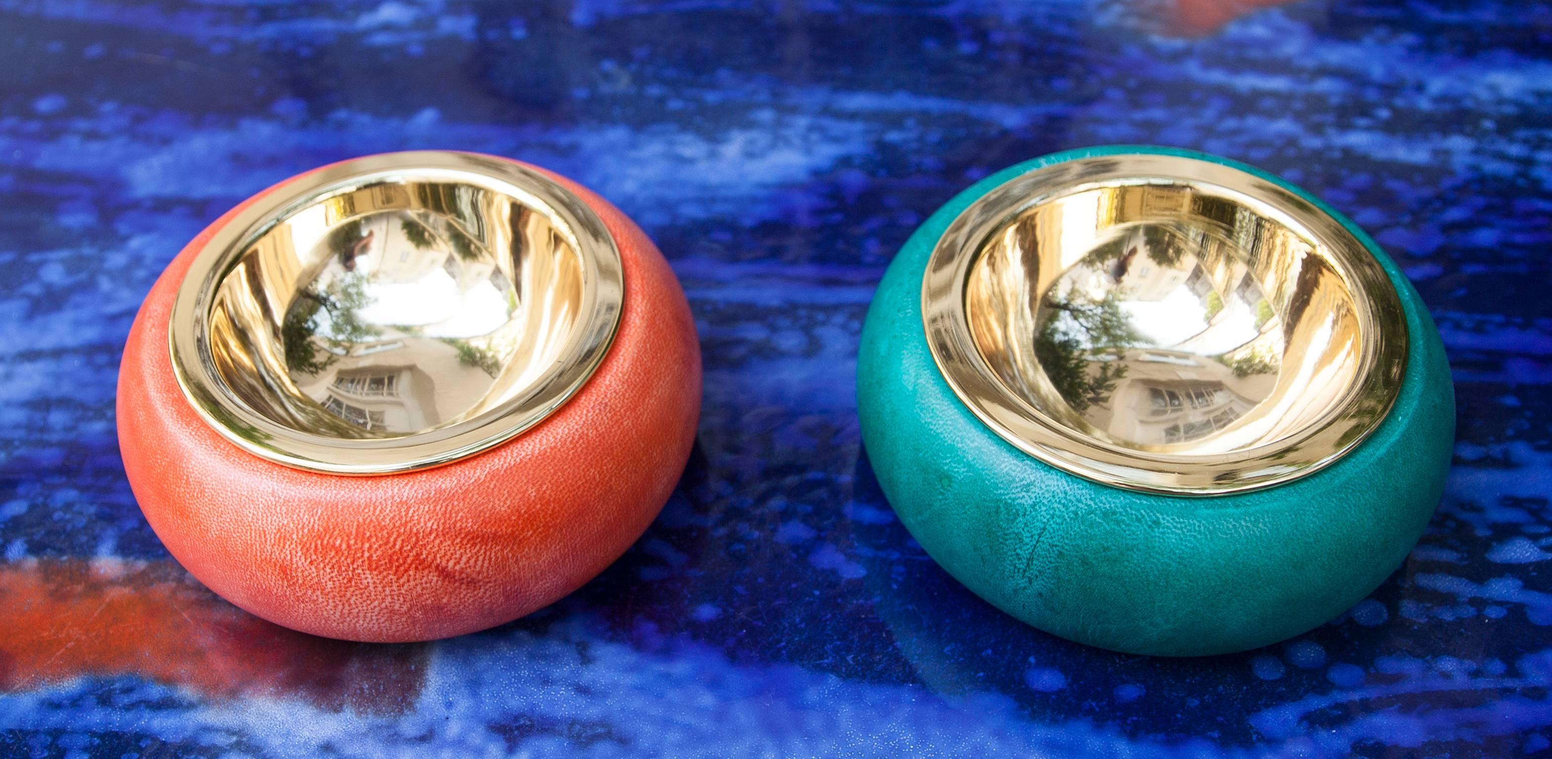 Aldo Tura Colorful Goatskin Bowls Set of Two (Italienisch)