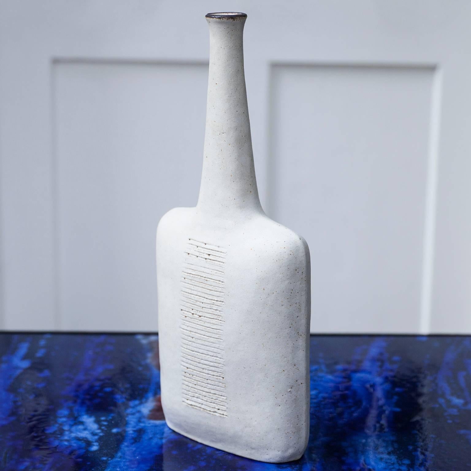 Mid-Century Modern Three Bruno Gambone Stone Ware Greige Vase, 1984