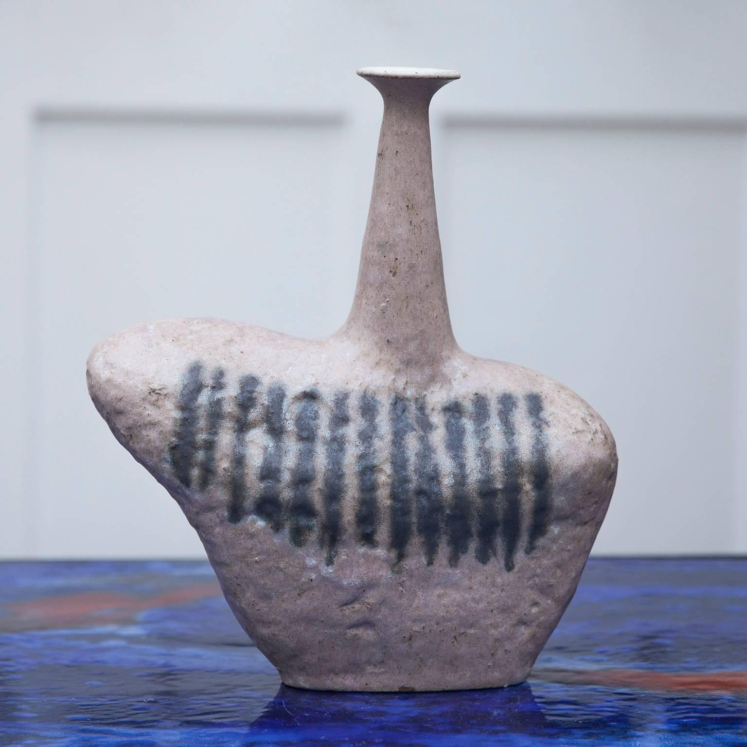 Italian Bruno Gambone Stoneware Sassi Vase, 1984 For Sale