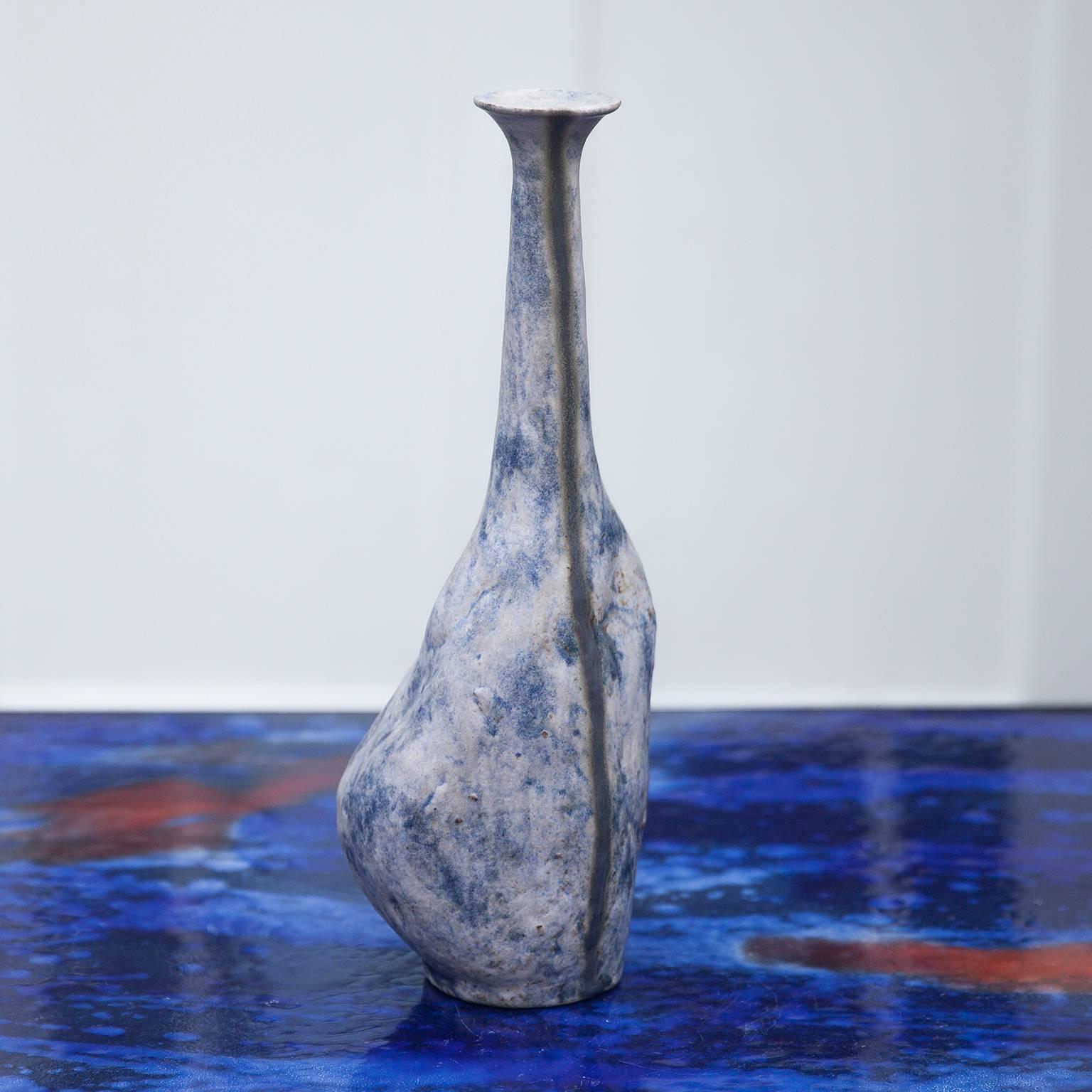 Glazed Bruno Gambone Stone Vase Blue, 1984, Set of Four