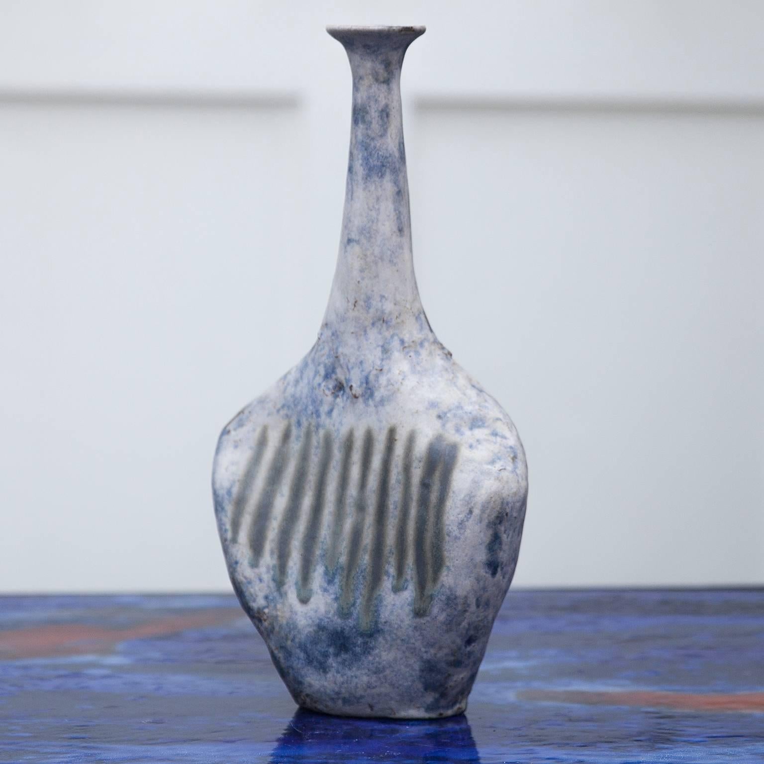 Mid-Century Modern Bruno Gambone Stone Vase Blue, 1984, Set of Four