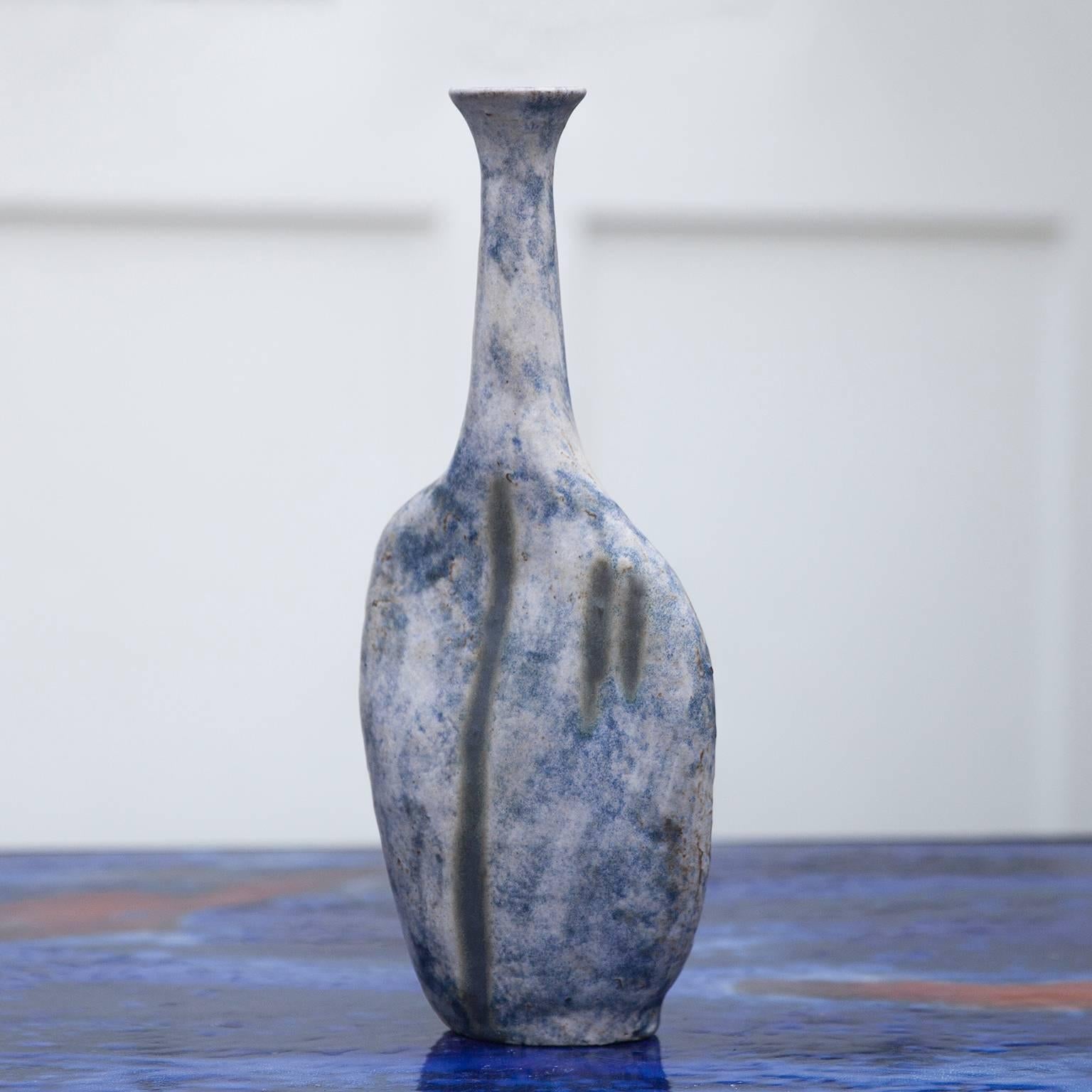 Italian Bruno Gambone Stone Vase Blue, 1984, Set of Four