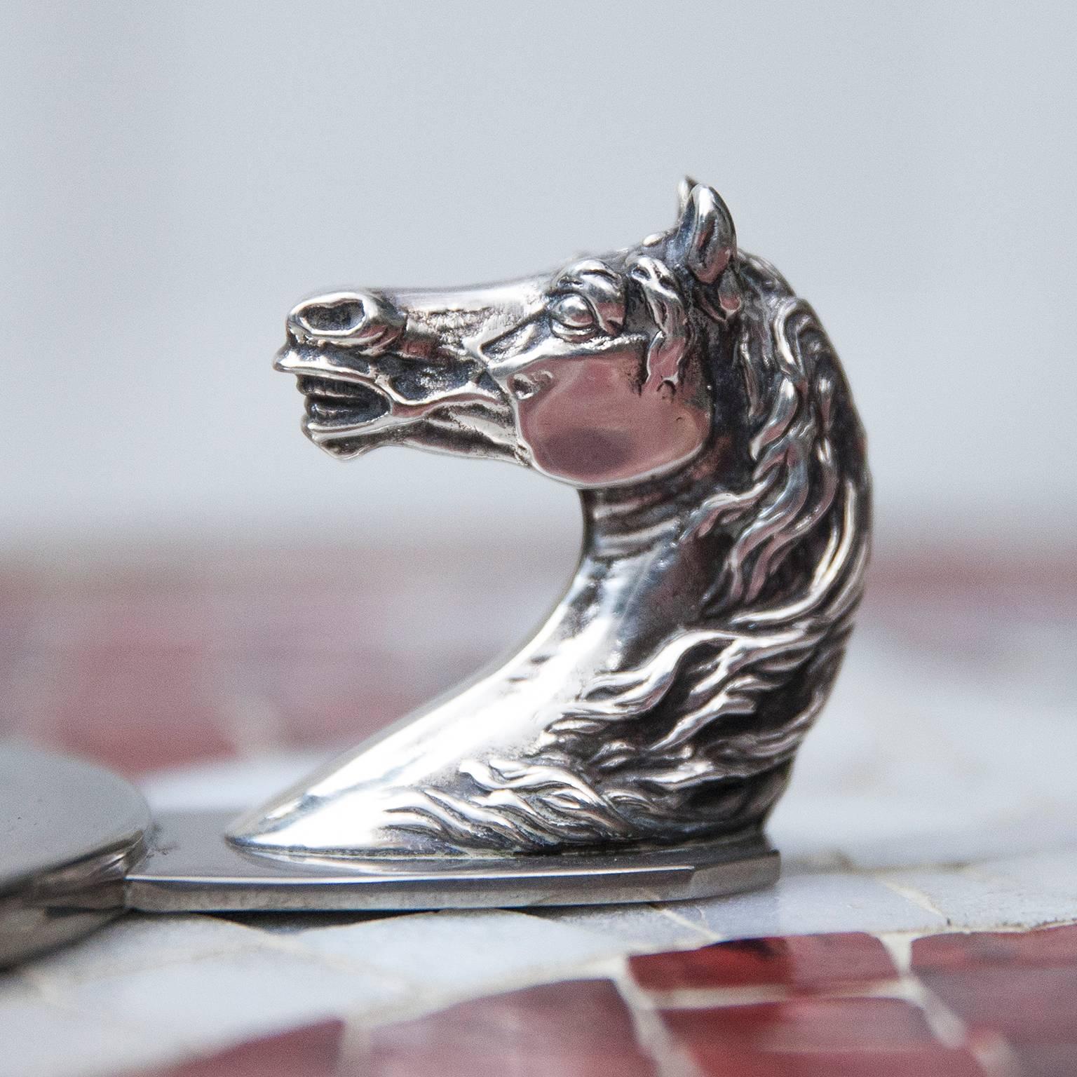 Hermes Horse Head Candleholder Signed In Excellent Condition In Munich, DE