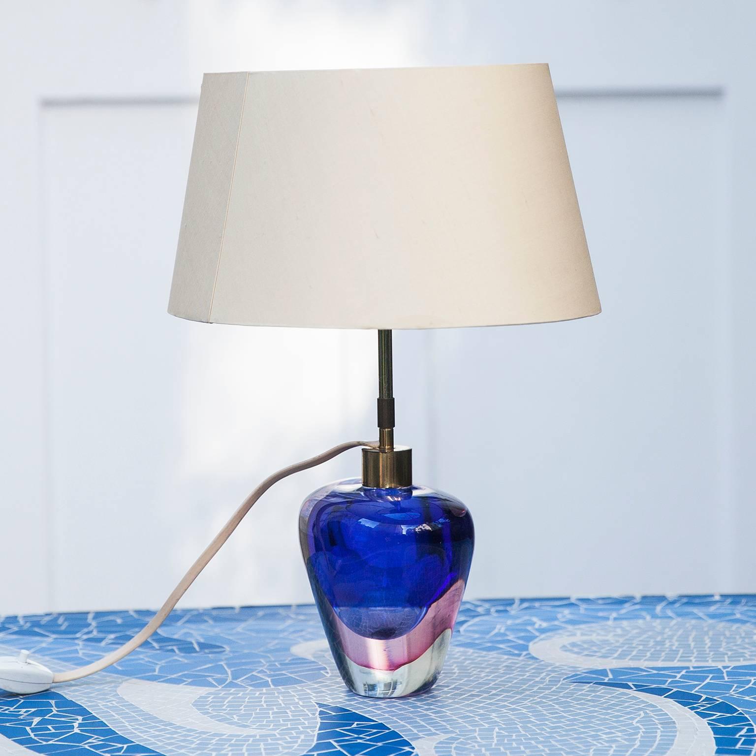Italian Flavio Poli Murano Glass Table Lamp for Seguso, Italy, 1950s