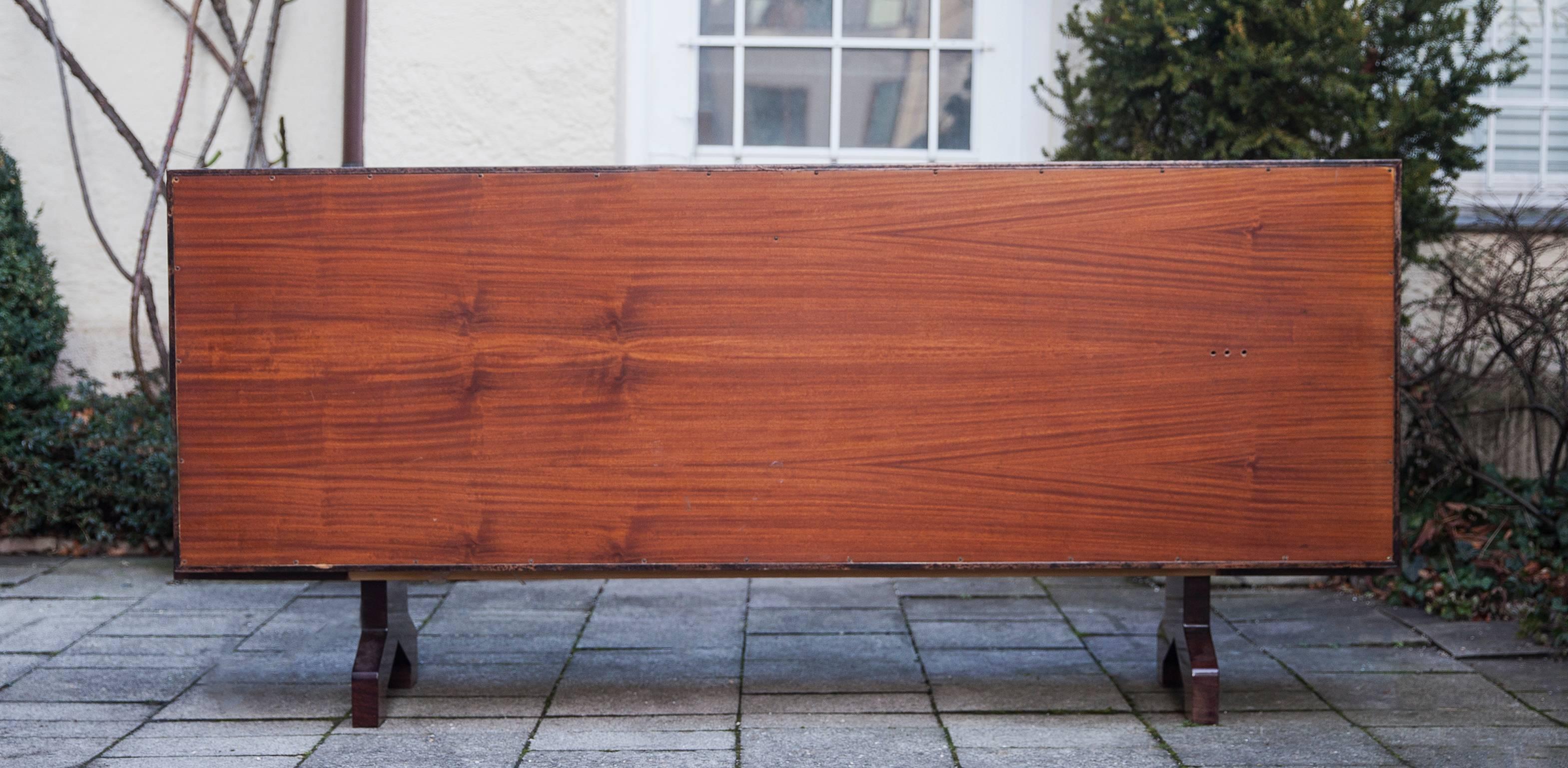 Lacquered Fabulous Aldo Tura Brown Goatskin Sideboard For Sale