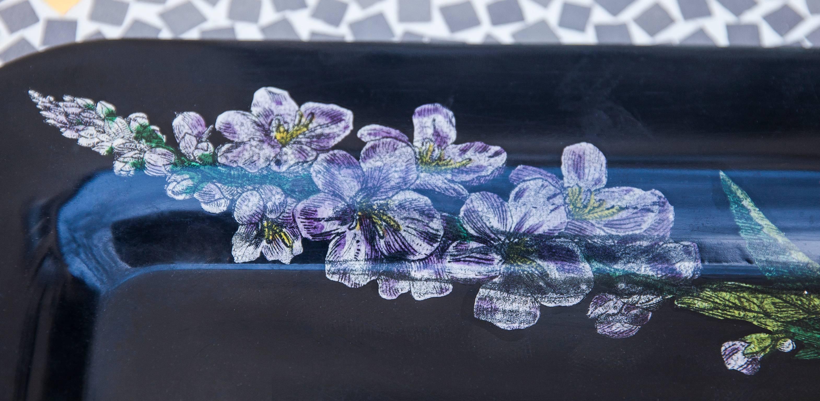 Mid-Century Modern Early Piero Fornasetti Flower Serving Tray, 1950s