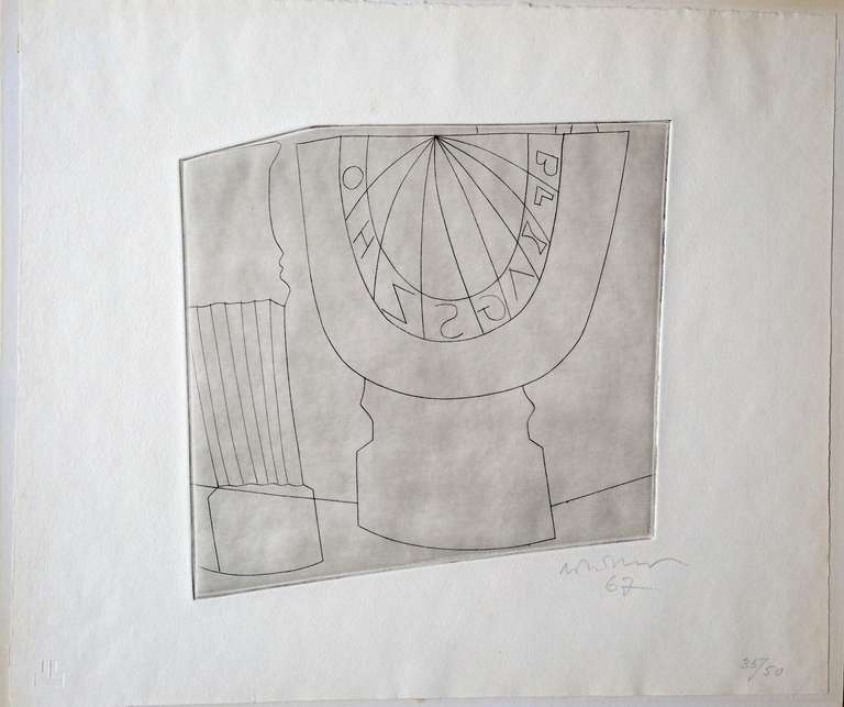 Paper Ben Nicholson Turkish Sundial and Column, 1967 35/50, Etching