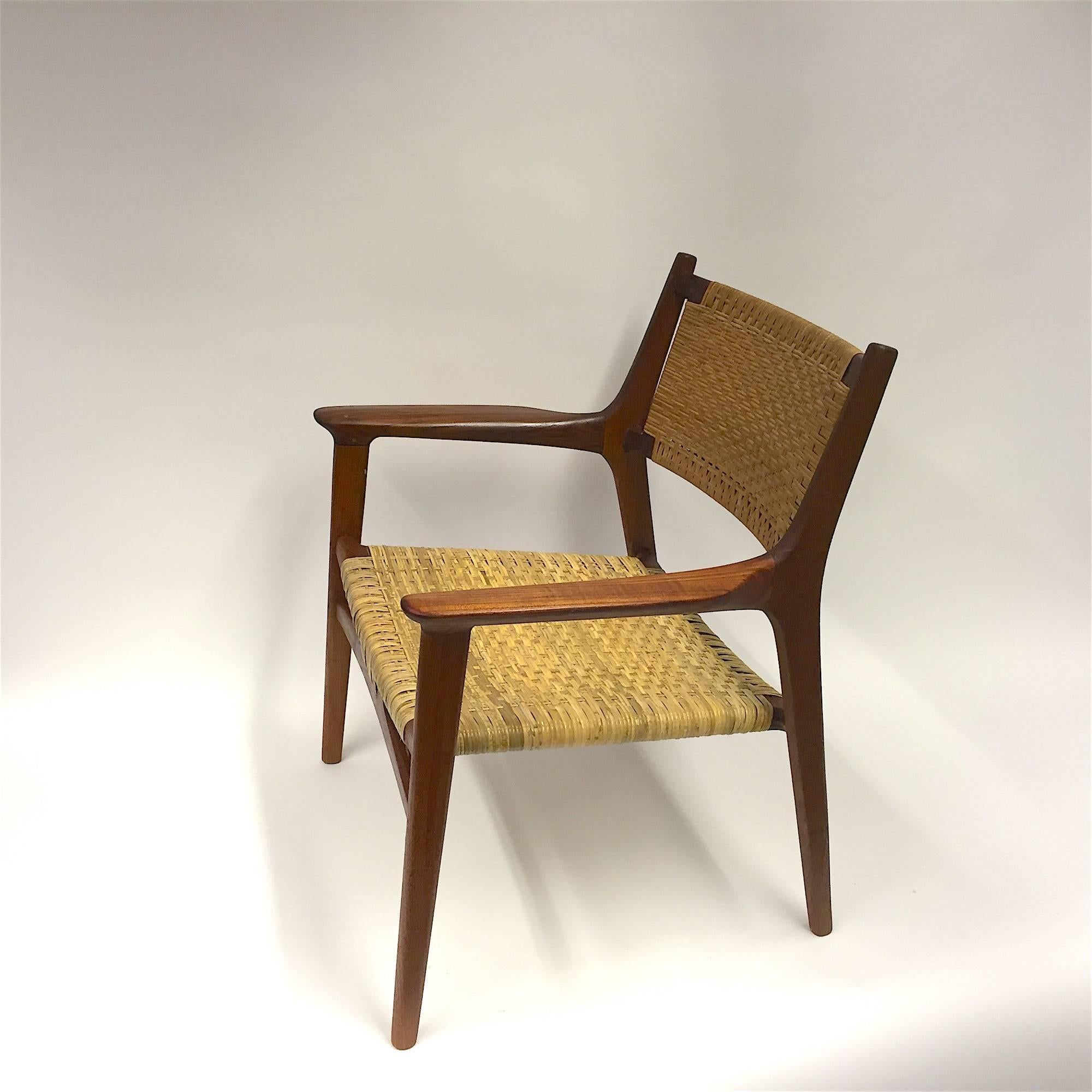 Mid-20th Century Hans J. Wegner for Johannes Hansen JH-516 Teak Cane Easy Chair, 1951