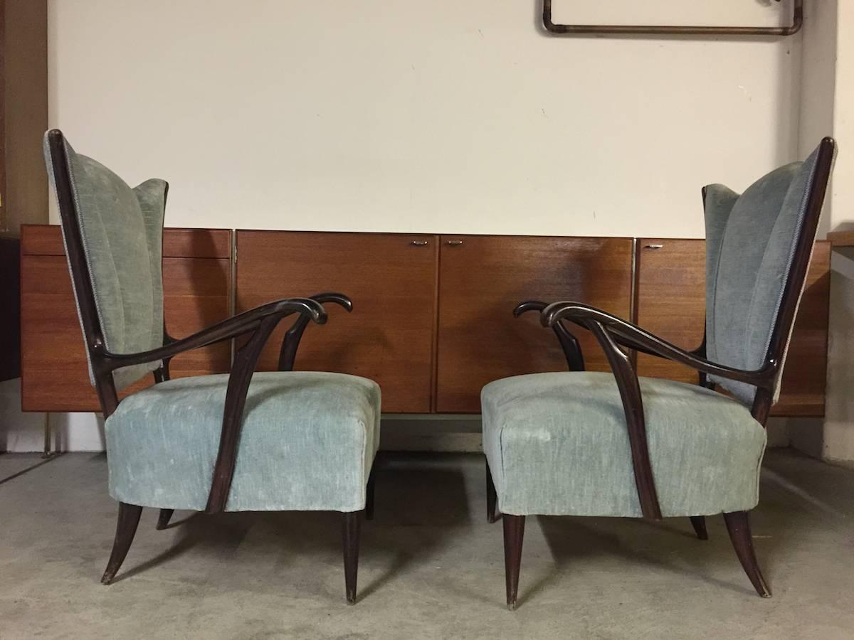 Pair of Italian Armchairs  For Sale 1