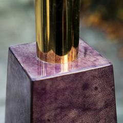Aldo Tura Pyramid Purple Goatskin Table Lamp