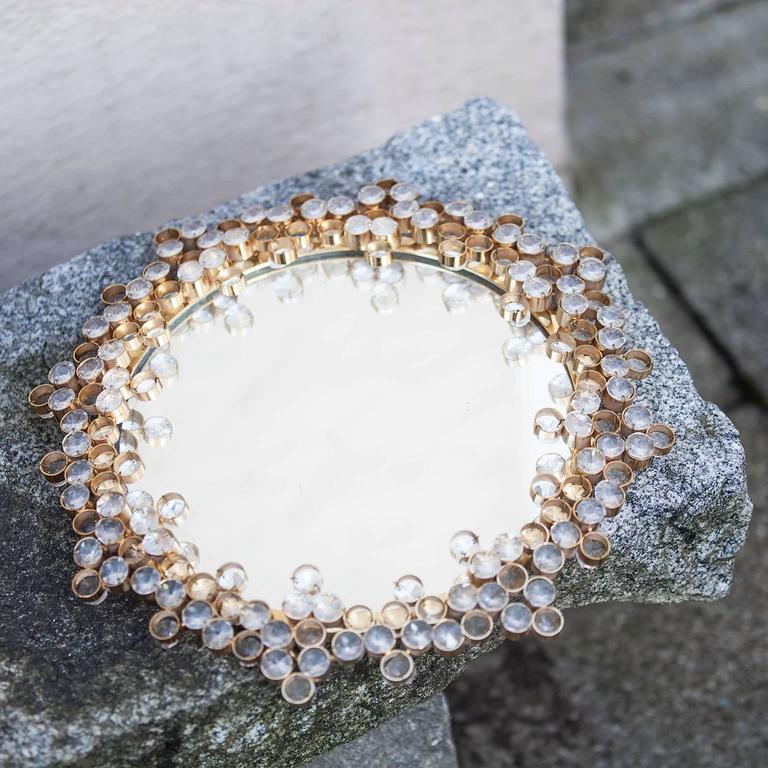 J L Lobmeyr Round Wall Mirror At 1stdibs Round Mirror Surrounded In Crystals And Gold Austria 1965 Plate Swarovski