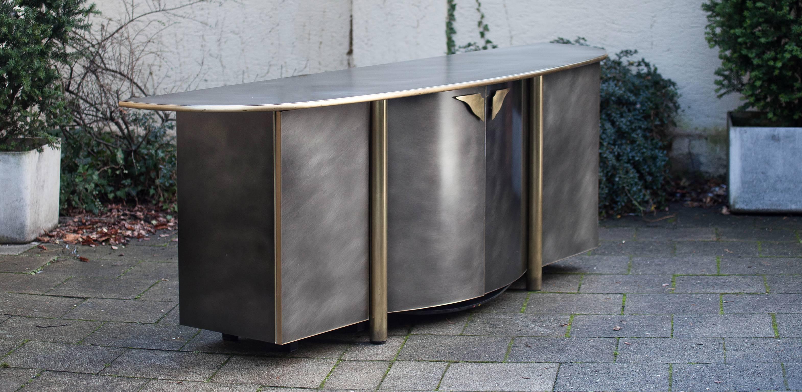 Glamorous Bicolor Cabinet Sideboard, attributed to Maison Jansen.
France, 1978.