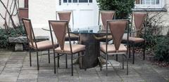 Set of Bicolor Dining Table and Six Chairs Attributed to Maison Jansen