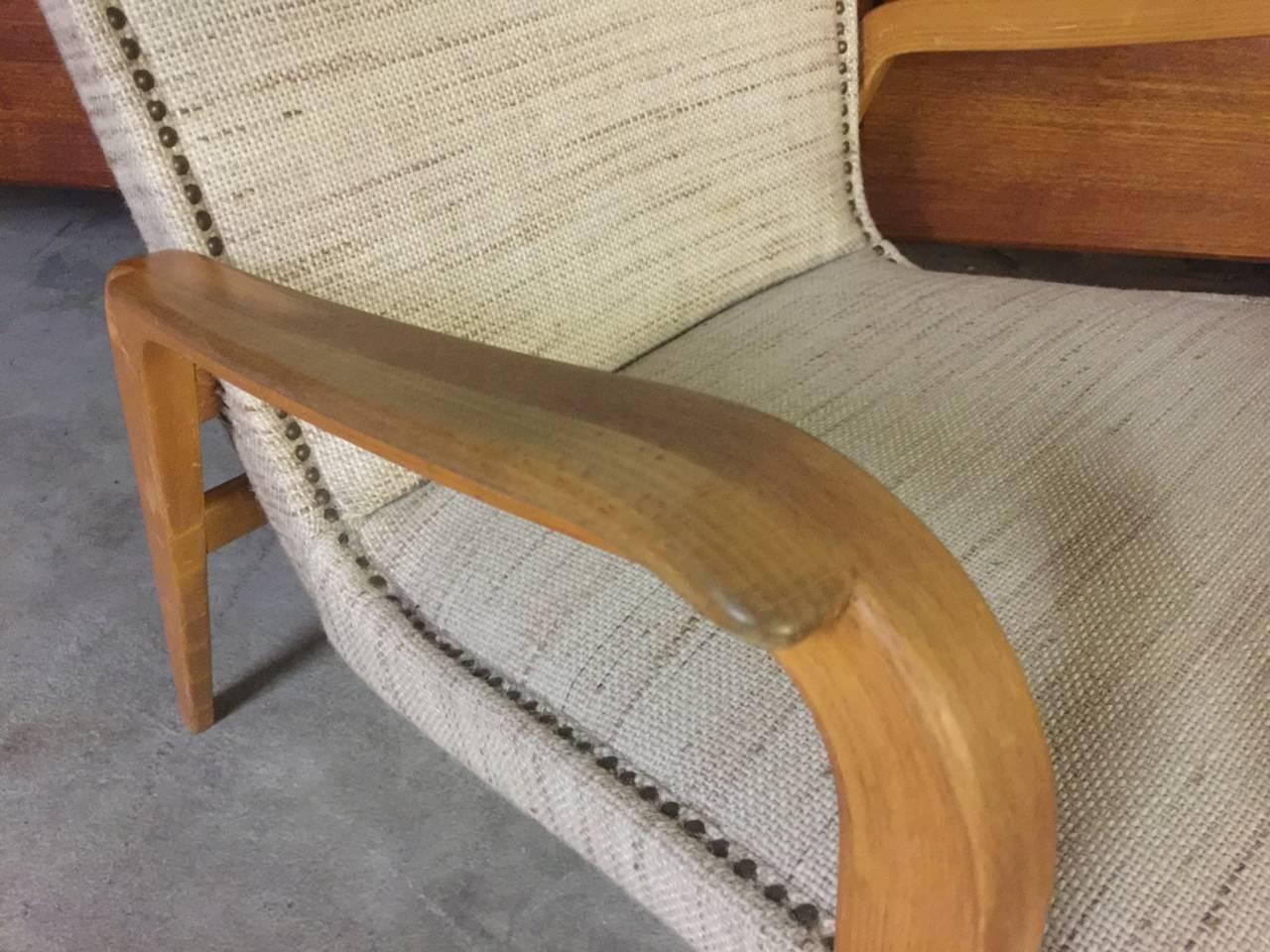 Mid-Century Modern Beautiful Lounge Chair with Laminated Wood Base