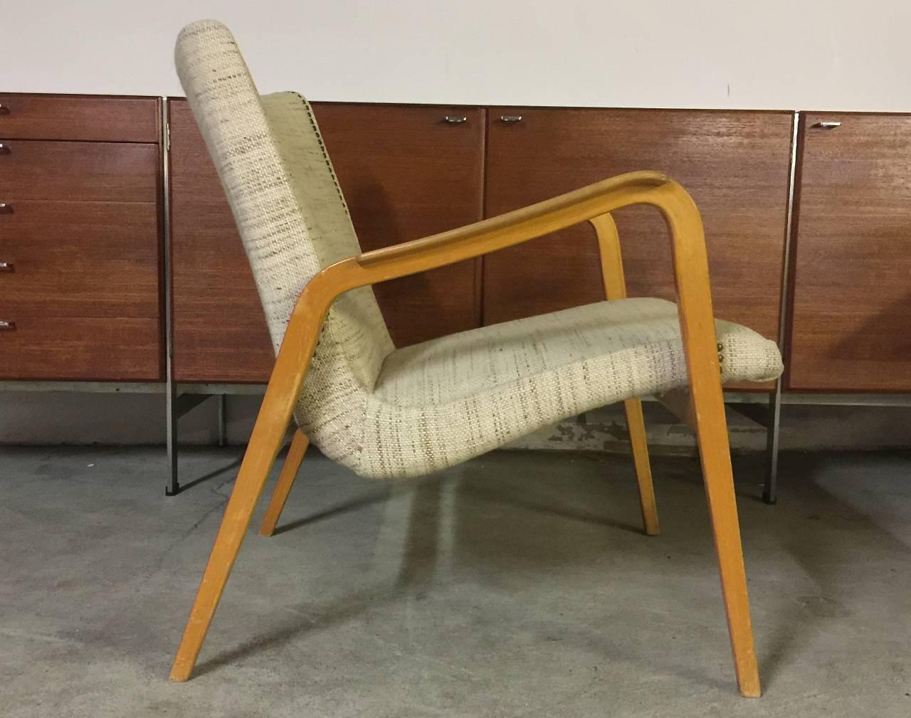 German Beautiful Lounge Chair with Laminated Wood Base