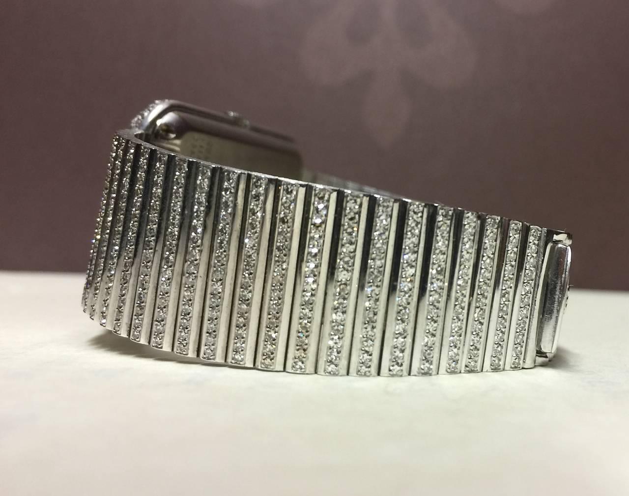 Unique Maison Piaget Oversized White Gold and Diamond, Set Bracelet Watch 2