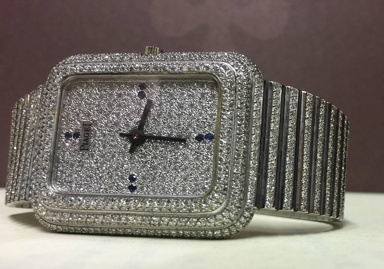 Unique Maison Piaget Oversized White Gold and Diamond, Set Bracelet Watch 3