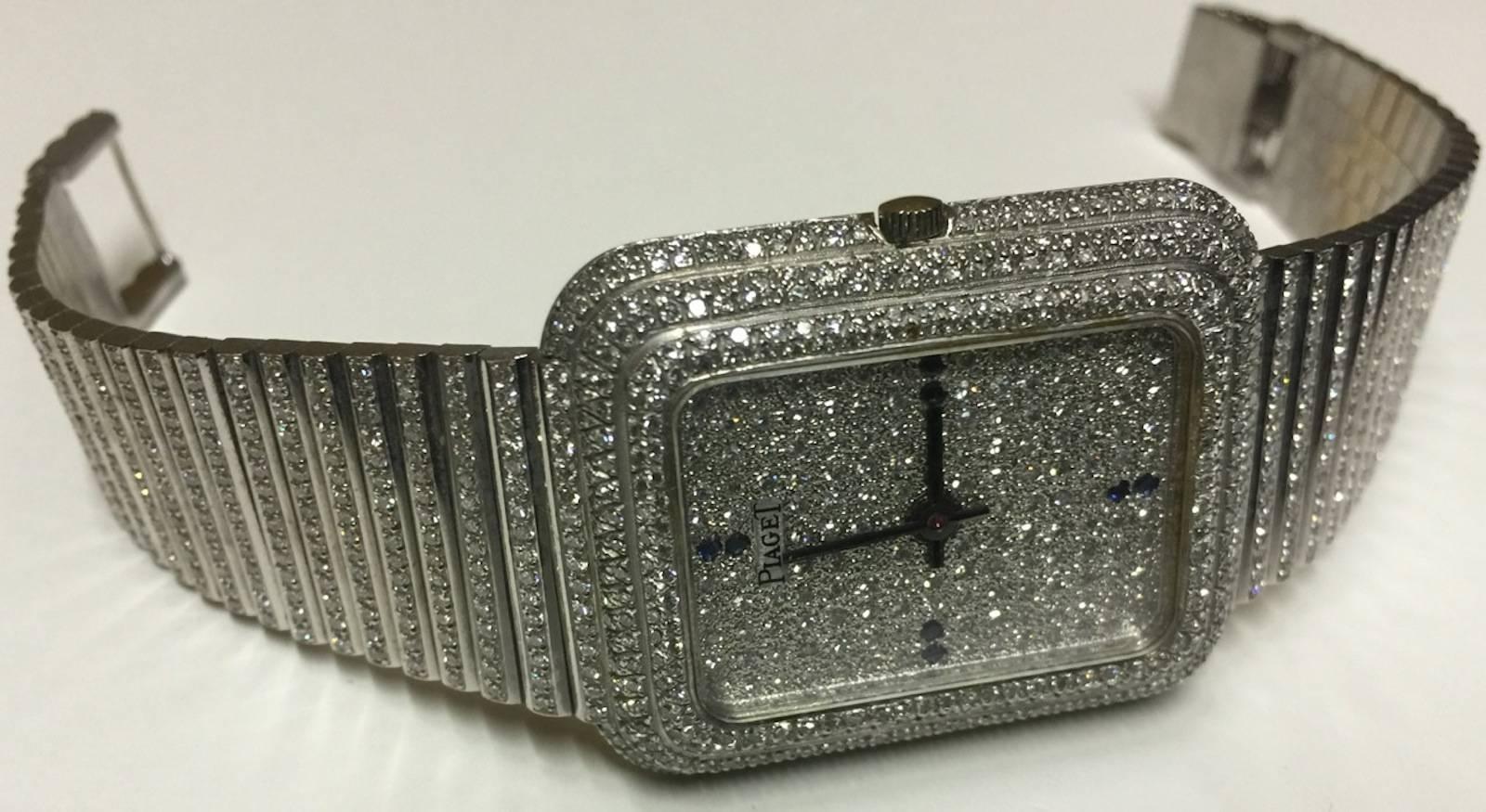 Unique Maison Piaget Oversized White Gold and Diamond, Set Bracelet Watch 4