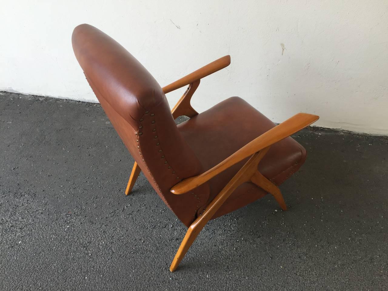 Mid-Century Modern Rare Italian Lounge Chair by Antonio Gorgone For Sale
