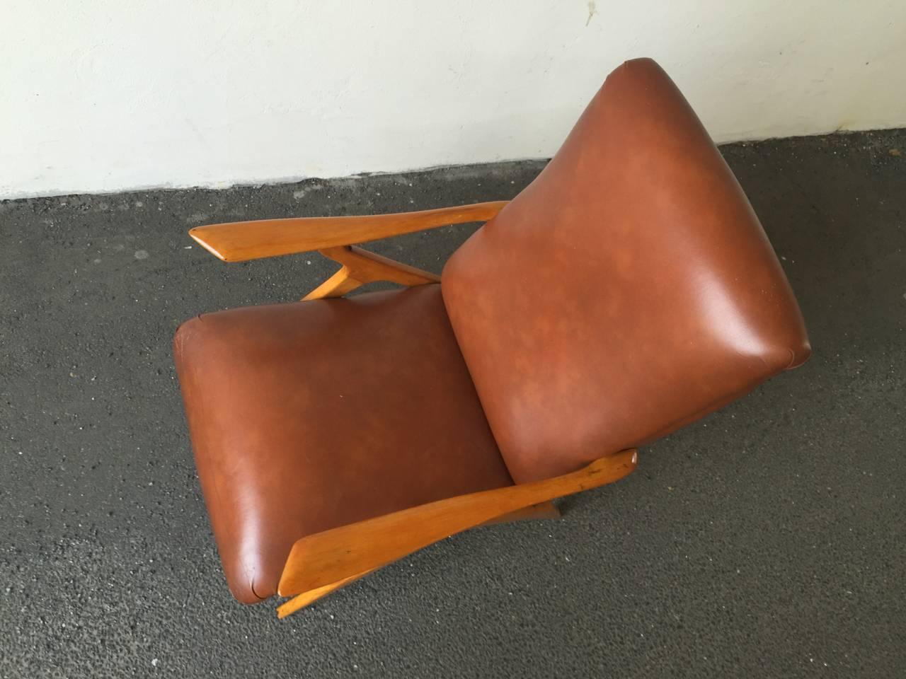 Mid-20th Century Rare Italian Lounge Chair by Antonio Gorgone For Sale