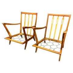 very rare and wonderful patinated set of two lounge chairs no. 516 bei gio ponti