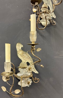rare set of maison bagues parrot wall sconces